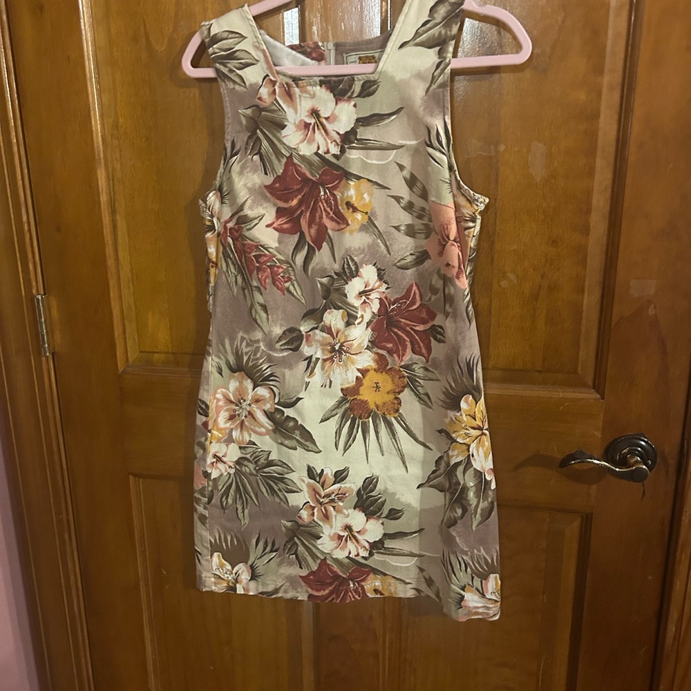 Route 66 Floral Mini Dress - Brown and Green